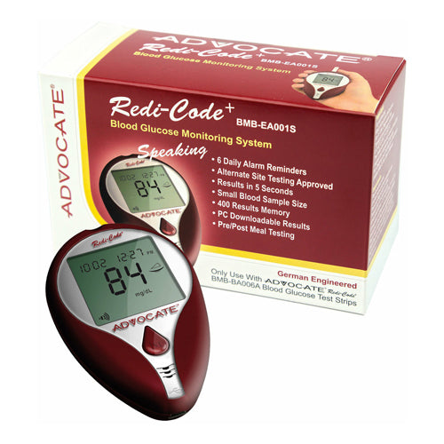 Blood Glucose Meter Advocate® 5 Second Results Stores Up To 400 Results No Coding Required, 1/EA